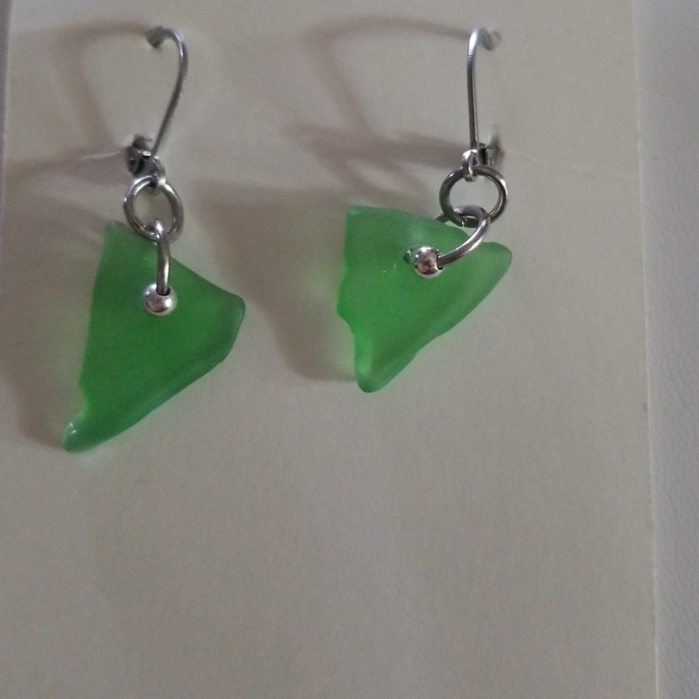 OCEAN FOUND Green Sea Glass Earrings